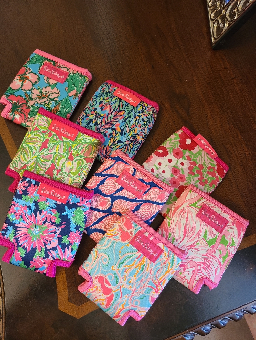 Lilly Pulitzer Pink Koozie, Coozie, Hugger Can Coolers - Set of 8